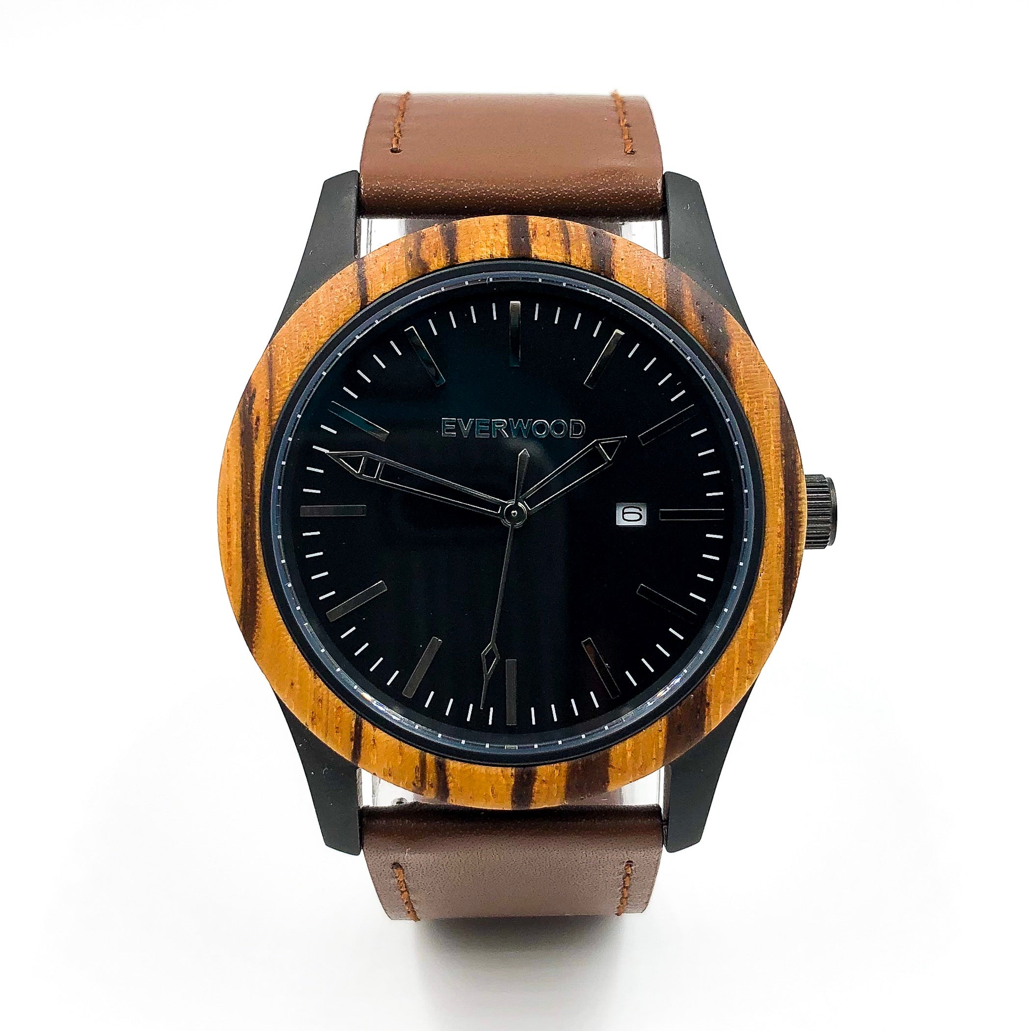 Inverness | Zebrawood | Brown Leather