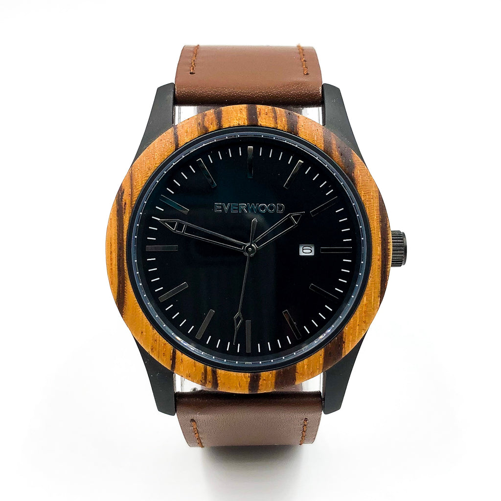 Inverness | Zebrawood | Brown Leather