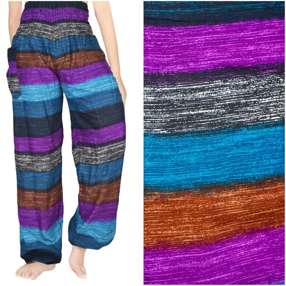 STRIPED Women Boho Pants Hippie Pants Yoga Pants