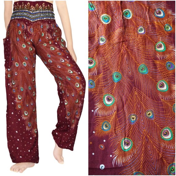 PEACOCK Women Boho Pants Hippie Pants Yoga Pants