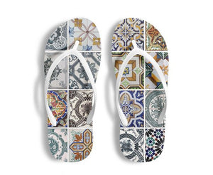 Azulejos Portugal Tiles Flip Flops Women Beach