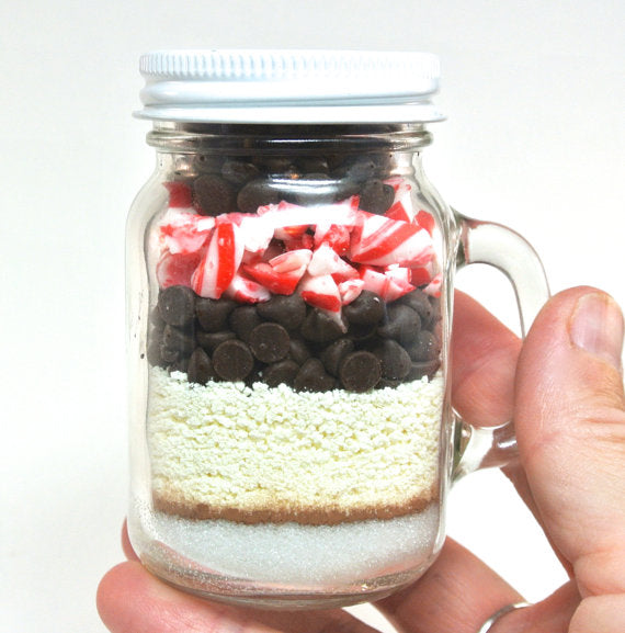 Candy Cane Hot Chocolate, 4 oz Mason Jar Mug, Mint