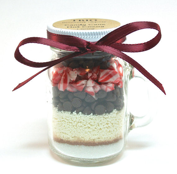 Candy Cane Hot Chocolate, 4 oz Mason Jar Mug, Mint