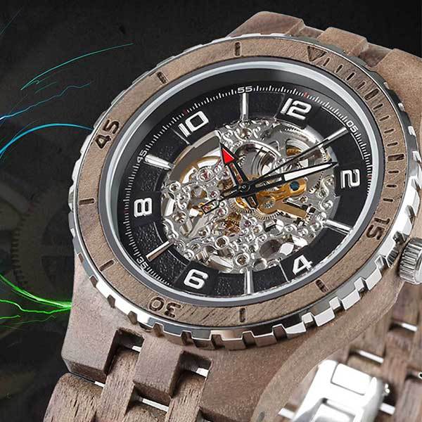 Men's Premium Self-Winding Transparent Body Walnut