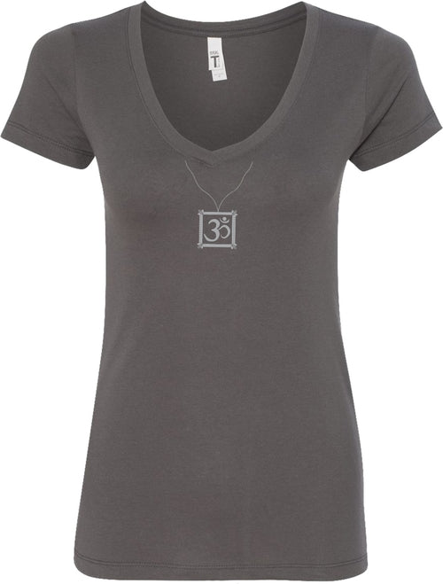 AUM Charm Necklace Ideal V-neck Yoga Tee Shirt