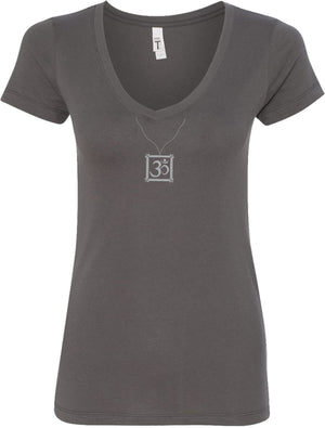 AUM Charm Necklace Ideal V-neck Yoga Tee Shirt