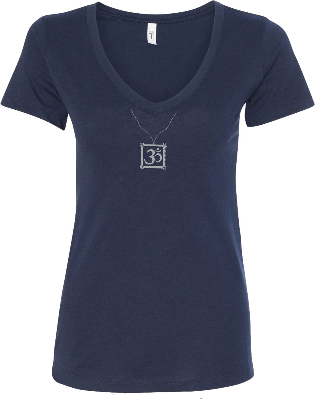 AUM Charm Necklace Ideal V-neck Yoga Tee Shirt
