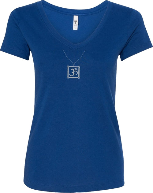 AUM Charm Necklace Ideal V-neck Yoga Tee Shirt