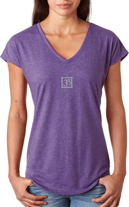 AUM Charm Necklace Triblend V-neck Yoga Tee Shirt