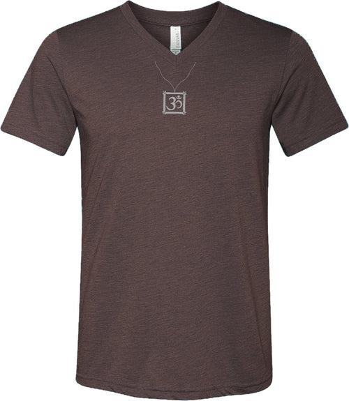 AUM Charm Necklace Triblend V-neck Yoga Tee Shirt