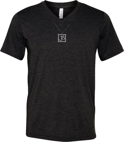 AUM Charm Necklace Triblend V-neck Yoga Tee Shirt