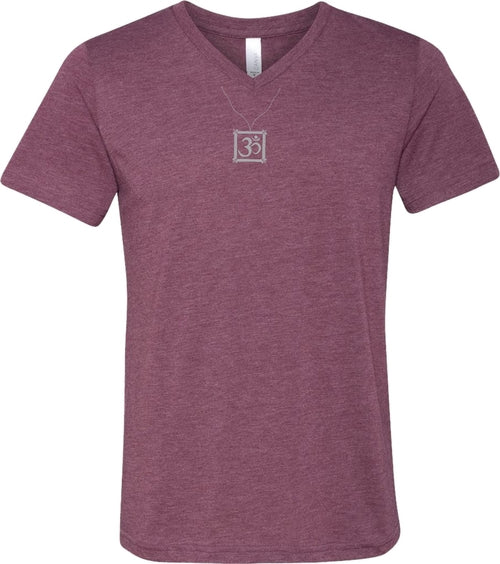 AUM Charm Necklace Triblend V-neck Yoga Tee Shirt