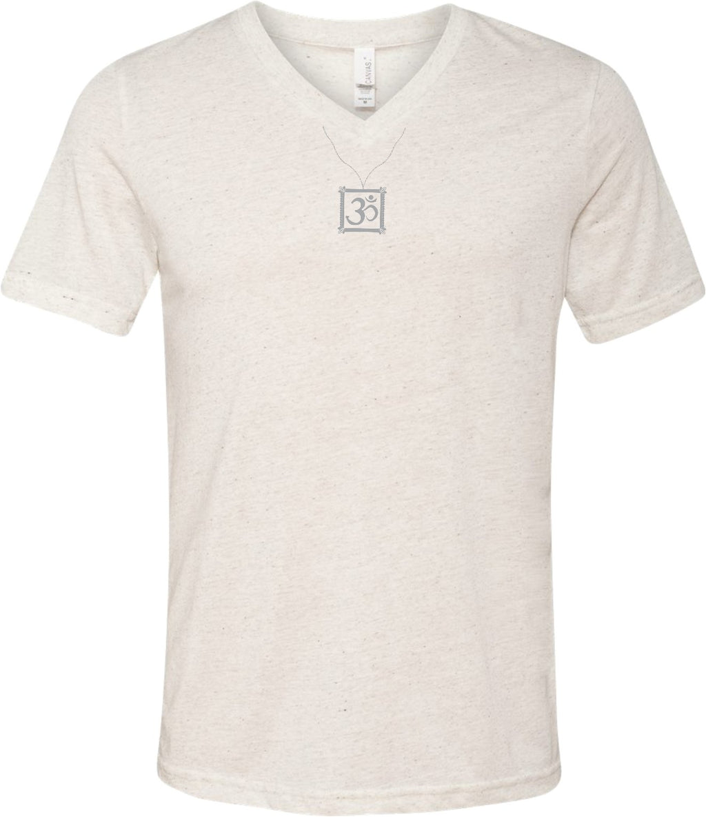 AUM Charm Necklace Triblend V-neck Yoga Tee Shirt