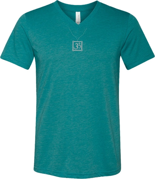 AUM Charm Necklace Triblend V-neck Yoga Tee Shirt