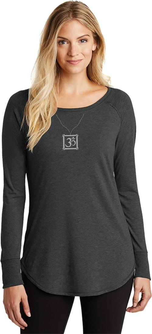 AUM Charm Necklace Triblend Long Sleeve Tunic Yoga