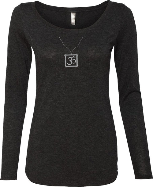 AUM Charm Necklace Triblend Long Sleeve Yoga Tee