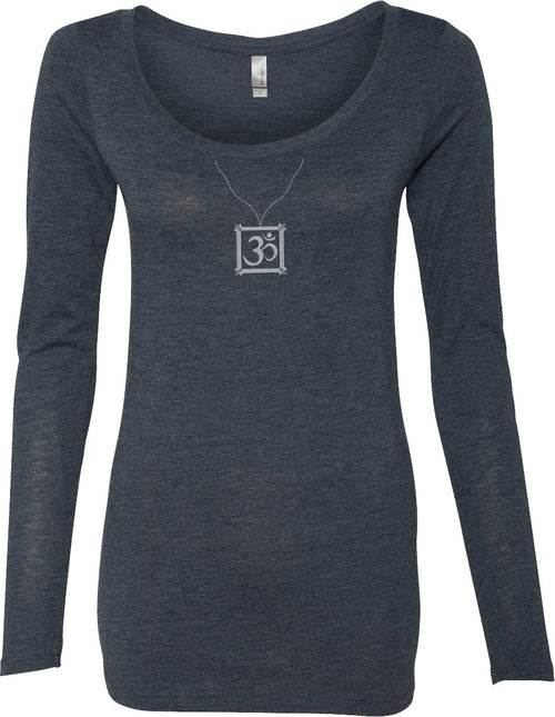 AUM Charm Necklace Triblend Long Sleeve Yoga Tee