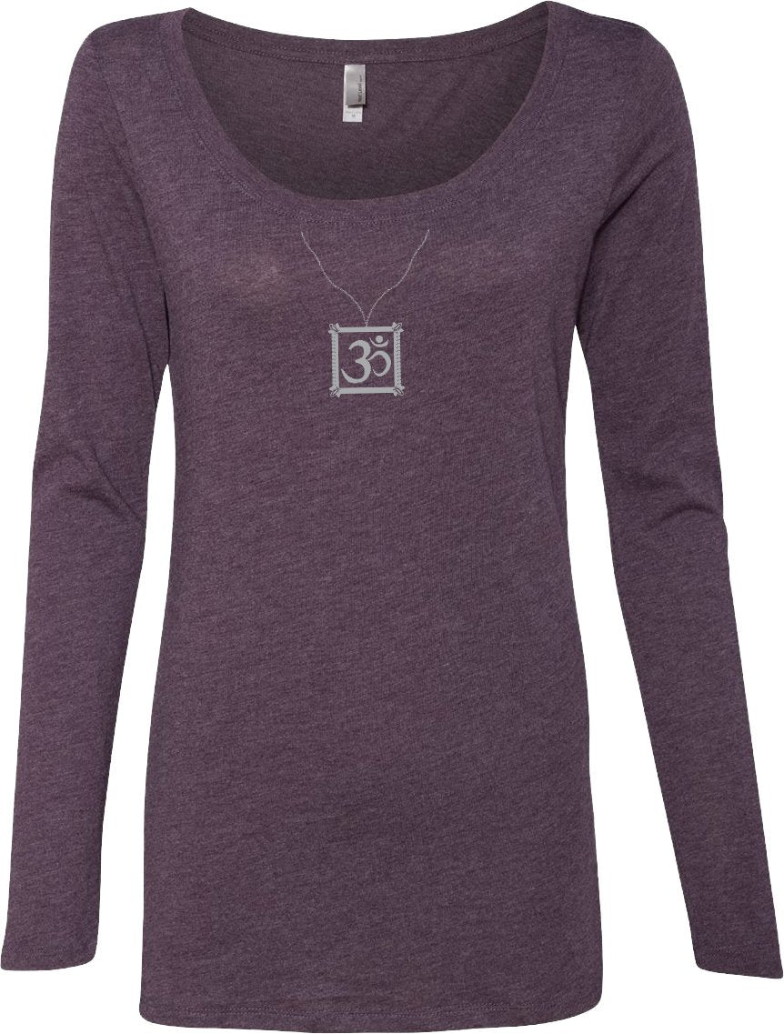 AUM Charm Necklace Triblend Long Sleeve Yoga Tee