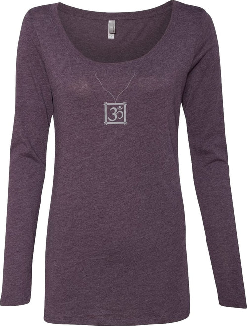 AUM Charm Necklace Triblend Long Sleeve Yoga Tee