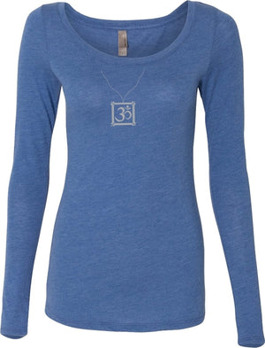 AUM Charm Necklace Triblend Long Sleeve Yoga Tee
