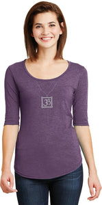 AUM Charm Necklace 3/4 Sleeve Scoopneck Yoga Tee